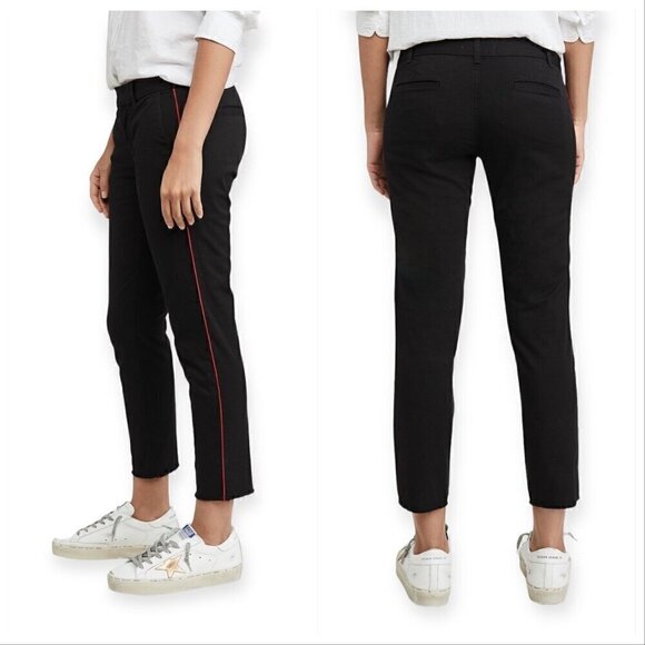 NWT Nili Lotan East Hampton Pants - Jet Black With Red Piping, Size 0 - Picture 3 of 16
